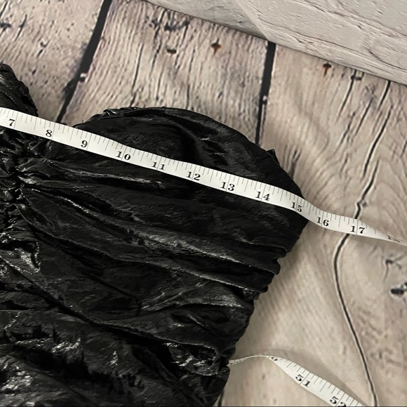 House of CB Mistress Rocks VIP' Black Glossy Ruffle Mini Dress medium NWT - Picture 5 of 9